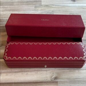 Cartier Red Bracelet Case with Outer Box  with Gold Accents